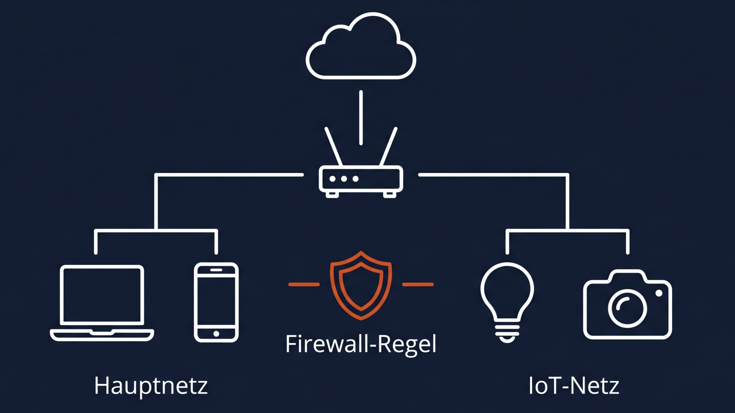 Netzwerkdiagramm mit VLAN-Segmentierung für IoT-Geräte